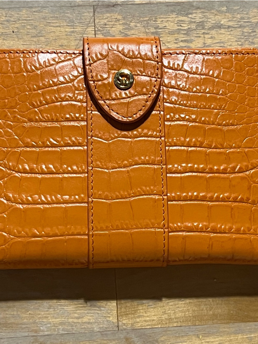 St John Croc Embossed Leather Wallet Clutch